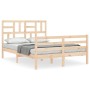 Bed frame with solid wood headboard 140x190 cm by , Beds and slatted bases - Ref: Foro24-3194876, Price: 128,67 €, Discount: %