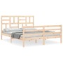 Bed frame with solid wood headboard 160x200 cm by , Beds and slatted bases - Ref: Foro24-3194906, Price: 151,75 €, Discount: %