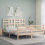 Bed frame with solid wood headboard 160x200 cm by , Beds and slatted bases - Ref: Foro24-3194906, Price: 151,75 €, Discount: %