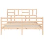 Bed frame with solid wood headboard 160x200 cm by , Beds and slatted bases - Ref: Foro24-3194906, Price: 151,75 €, Discount: %