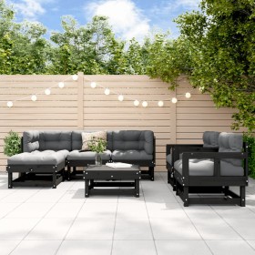 7-piece solid black pine wood garden furniture set by , Garden sets - Ref: Foro24-3186211, Price: 427,99 €, Discount: %