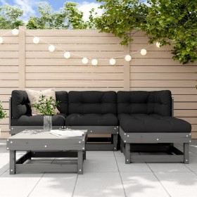 5-piece garden sofa set made of solid gray pine wood by , Garden sets - Ref: Foro24-3186160, Price: 322,99 €, Discount: %