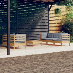 Juego de muebles de jardín 6 pzas y cojines madera pino gris de , Conjuntos de jardín - Ref: Foro24-3096111, Precio: 485,49 €...