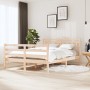 Estructura cama doble pequeña madera maciza 135x190 cm de , Camas y somieres - Ref: Foro24-3100629, Precio: 137,67 €, Descuen...