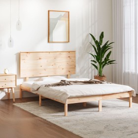 Solid pine wood double bed frame 140x190 cm by , Beds and slatted bases - Ref: Foro24-3104783, Price: 119,99 €, Discount: %