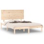 Solid pine wood double bed frame 140x190 cm by , Beds and slatted bases - Ref: Foro24-3104783, Price: 119,81 €, Discount: %