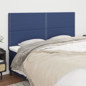 Cabeceros 4 unidades de tela azul 100x5x78/88 cm de , Cabeceros y pies de cama - Ref: Foro24-3116220, Precio: 126,99 €, Descu...