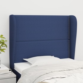 Cabecero con orejas de tela azul 93x23x118/128 cm de , Cabeceros y pies de cama - Ref: Foro24-3117804, Precio: 71,43 €, Descu...