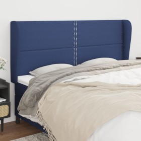 Cabecero con orejas de tela azul 203x23x118/128 cm de , Cabeceros y pies de cama - Ref: Foro24-3117844, Precio: 145,66 €, Des...