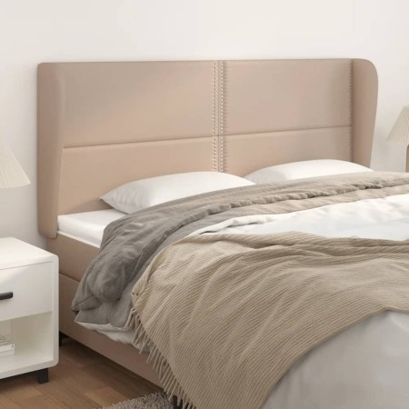 Headboard with ears cappuccino synthetic leather 163x23x118/128 cm by , Headboards and footboards - Ref: Foro24-3117917, Pric...