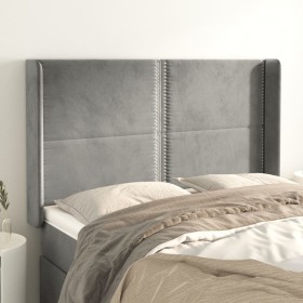 Cabecero con orejas de terciopelo gris claro 147x16x118/128 cm de , Cabeceros y pies de cama - Ref: Foro24-3119488, Precio: 1...