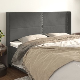 Cabecero con orejas de terciopelo gris oscuro 163x16x118/128 cm de , Cabeceros y pies de cama - Ref: Foro24-3119495, Precio: ...