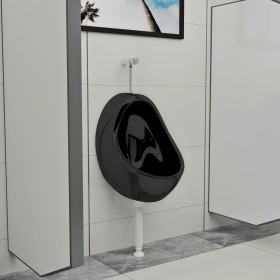 Wall-mounted urinal with black ceramic flush valve by vidaXL, Urinals - Ref: Foro24-143992, Price: 99,37 €, Discount: %