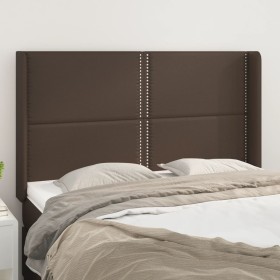 Headboard with brown synthetic leather ears 147x16x118/128 cm by , Headboards and footboards - Ref: Foro24-3119533, Price: 12...