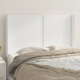 Headboard with white synthetic leather ears 147x16x118/128 cm by , Headboards and footboards - Ref: Foro24-3119531, Price: 11...