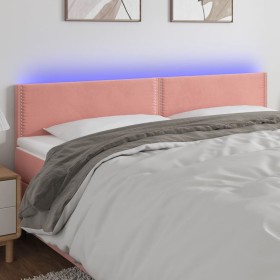 Cabecero con LED de terciopelo rosa 200x5x78/88 cm de , Cabeceros y pies de cama - Ref: Foro24-3121543, Precio: 65,99 €, Desc...