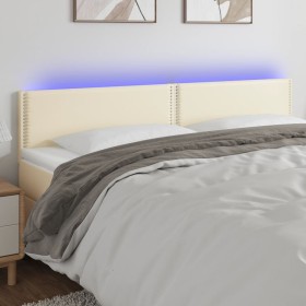 Cabecero con LED cuero sintético color crema 180x5x78/88 cm de , Cabeceros y pies de cama - Ref: Foro24-3121576, Precio: 73,9...