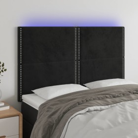 Black velvet headboard with LED lights 144x5x118/128 cm by , Headboards and footboards - Ref: Foro24-3122334, Price: 107,16 €...