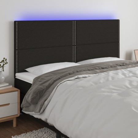 Cabecero con luces LED tela negro 200x5x118/128 cm de , Cabeceros y pies de cama - Ref: Foro24-3122308, Precio: 118,94 €, Des...