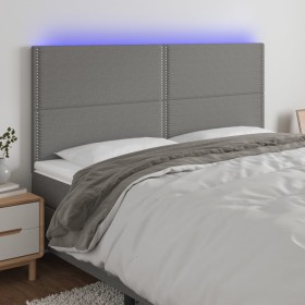 Kopfteil mit LED-Leuchten aus dunkelgrauem Stoff, 180 x 5 x 118/128 cm von , Kopf- und Fußteile - Ref: Foro24-3122299, Preis:...