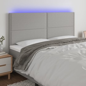 Cabecero con luces LED tela gris claro 160x5x118/128 cm de , Cabeceros y pies de cama - Ref: Foro24-3122290, Precio: 108,59 €...