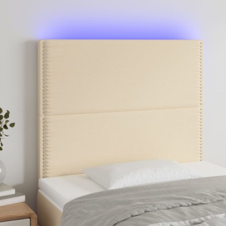 Cabecero con luces LED tela crema 90x5x118/128 cm de , Cabeceros y pies de cama - Ref: Foro24-3122271, Precio: 77,99 €, Descu...