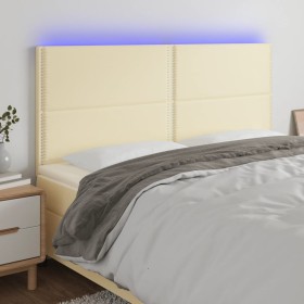 Headboard with LED lights cream synthetic leather 180x5x118/128 cm by , Headboards and footboards - Ref: Foro24-3122388, Pric...