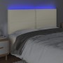 Cabecero con luces LED cuero sintético crema 180x5x118/128 cm de , Cabeceros y pies de cama - Ref: Foro24-3122388, Precio: 13...