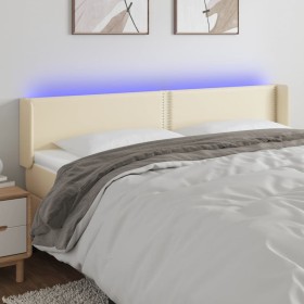 Cabecero con LED cuero sintético crema 183x16x78/88 cm de , Cabeceros y pies de cama - Ref: Foro24-3123200, Precio: 79,62 €, ...