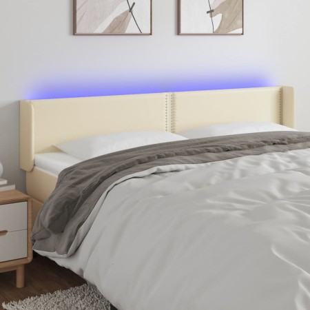 Cabecero con LED cuero sintético crema 183x16x78/88 cm de , Cabeceros y pies de cama - Ref: Foro24-3123200, Precio: 79,56 €, ...