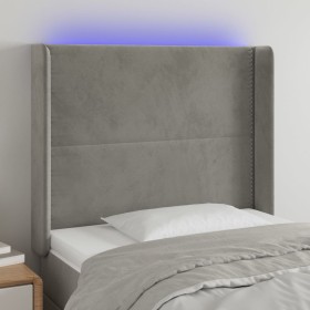 Light gray velvet headboard with LED 83x16x118/128 cm by , Headboards and footboards - Ref: Foro24-3123938, Price: 76,22 €, D...