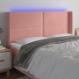 Pink velvet headboard with LED 163x16x118/128 cm by , Headboards and footboards - Ref: Foro24-3123967, Price: 143,28 €, Disco...