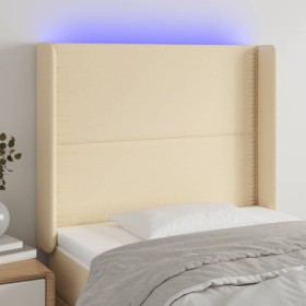 Cream fabric headboard with LED 93x16x118/128 cm by , Headboards and footboards - Ref: Foro24-3123895, Price: 74,35 €, Discou...