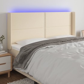 Cabecero con LED de tela color crema 183x16x118/128 cm de , Cabeceros y pies de cama - Ref: Foro24-3123927, Precio: 143,99 €,...