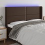 Headboard with LED brown synthetic leather 183x16x118/128 cm by , Headboards and footboards - Ref: Foro24-3124013, Price: 141...