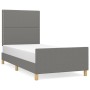 Estructura de cama con cabecero de tela gris oscuro 90x190 cm de , Camas y somieres - Ref: Foro24-3124937, Precio: 132,99 €, ...