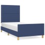 Bed frame with blue fabric headboard 90x190 cm by , Beds and slatted bases - Ref: Foro24-3124942, Price: 152,15 €, Discount: %