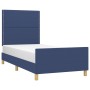 Bed frame with blue fabric headboard 90x190 cm by , Beds and slatted bases - Ref: Foro24-3124942, Price: 152,15 €, Discount: %