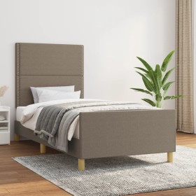 Bed frame with headboard in taupe gray fabric 90x190 cm by , Beds and slatted bases - Ref: Foro24-3124940, Price: 131,56 €, D...