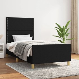 Estructura de cama con cabecero de tela negro 100x200 cm de , Camas y somieres - Ref: Foro24-3124954, Precio: 137,66 €, Descu...