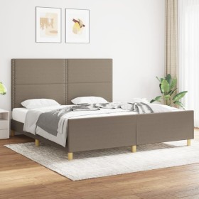 Bed frame with headboard in taupe gray fabric 180x200 cm by , Beds and slatted bases - Ref: Foro24-3124996, Price: 241,26 €, ...