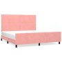 Pink velvet bed frame with headboard 160x200 cm by , Beds and slatted bases - Ref: Foro24-3125707, Price: 223,38 €, Discount: %