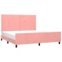 Pink velvet bed frame with headboard 160x200 cm by , Beds and slatted bases - Ref: Foro24-3125707, Price: 223,38 €, Discount: %