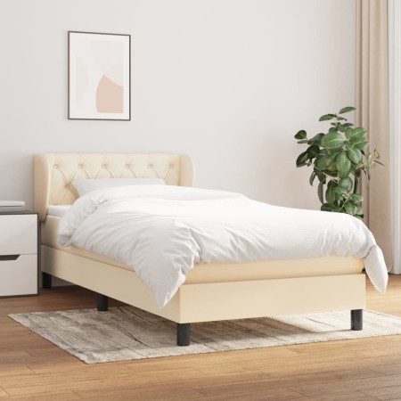 Cama box spring con colchón tela color crema 80x200 cm de , Camas y somieres - Ref: Foro24-3126442, Precio: 279,27 €, Descuen...