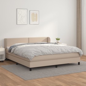 Cama box spring con colchón cuero sintético capuchino 180x200cm de , Camas y somieres - Ref: Foro24-3127270, Precio: 579,99 €...