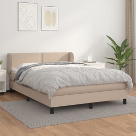 Box spring bed with cappuccino synthetic leather mattress 140x200cm by , Beds and slatted bases - Ref: Foro24-3127258, Price:...