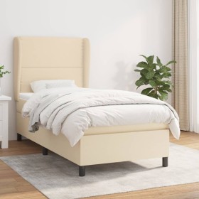 Cama box spring con colchón tela color crema 90x190 cm de , Camas y somieres - Ref: Foro24-3127850, Precio: 371,99 €, Descuen...