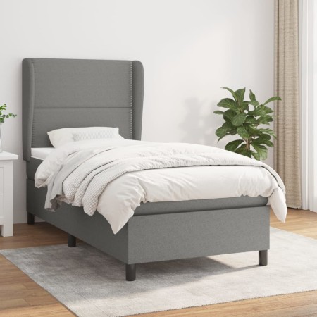 Box spring bed with dark gray fabric mattress 90x190 cm by , Beds and slatted bases - Ref: Foro24-3127846, Price: 362,59 €, D...