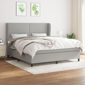 Box spring bed with light gray fabric mattress 180x200 cm by , Beds and slatted bases - Ref: Foro24-3127901, Price: 608,93 €,...