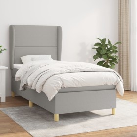 Box spring bed with light gray fabric mattress 90x190 cm by , Beds and slatted bases - Ref: Foro24-3128405, Price: 345,23 €, ...